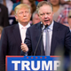 NASCAR Chairman and CEO Brian France, right, speaks at a rally for Republican presidential candidate Donald Trump at Valdosta State University in Valdosta, Ga. Photo: AP